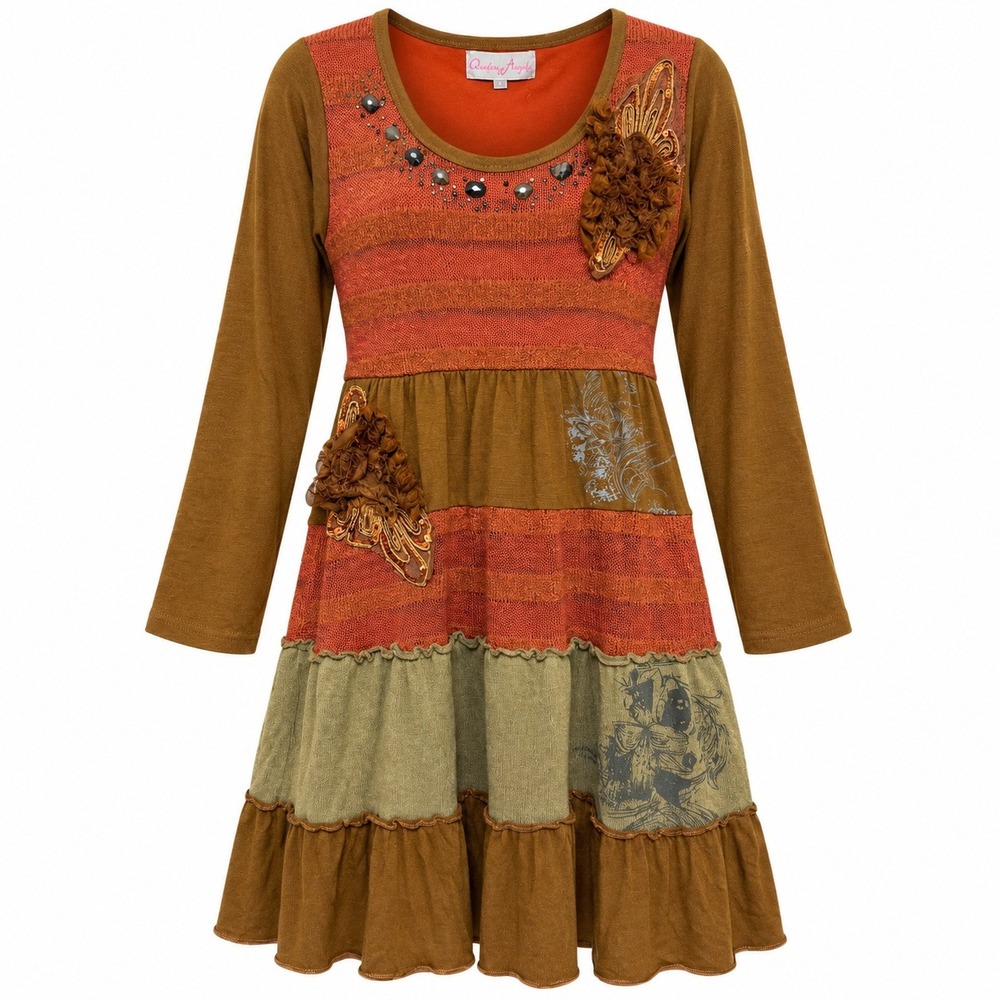 Pretty Angel Whimsigoth Boho Patchwork Dress Large Fairy Grunge Lagenlook Y2K